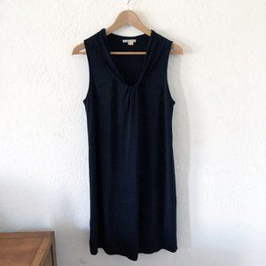 VINCE Black Sleeveless Shift Dress with Front Draping, Sz L